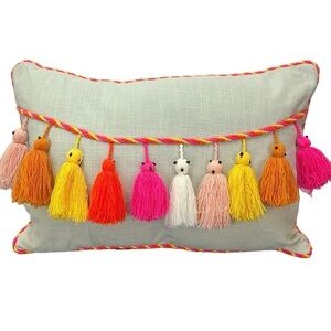 Sweet Street Neon Ghost Tassels Halloween Pillow Rope trim Removable Cover